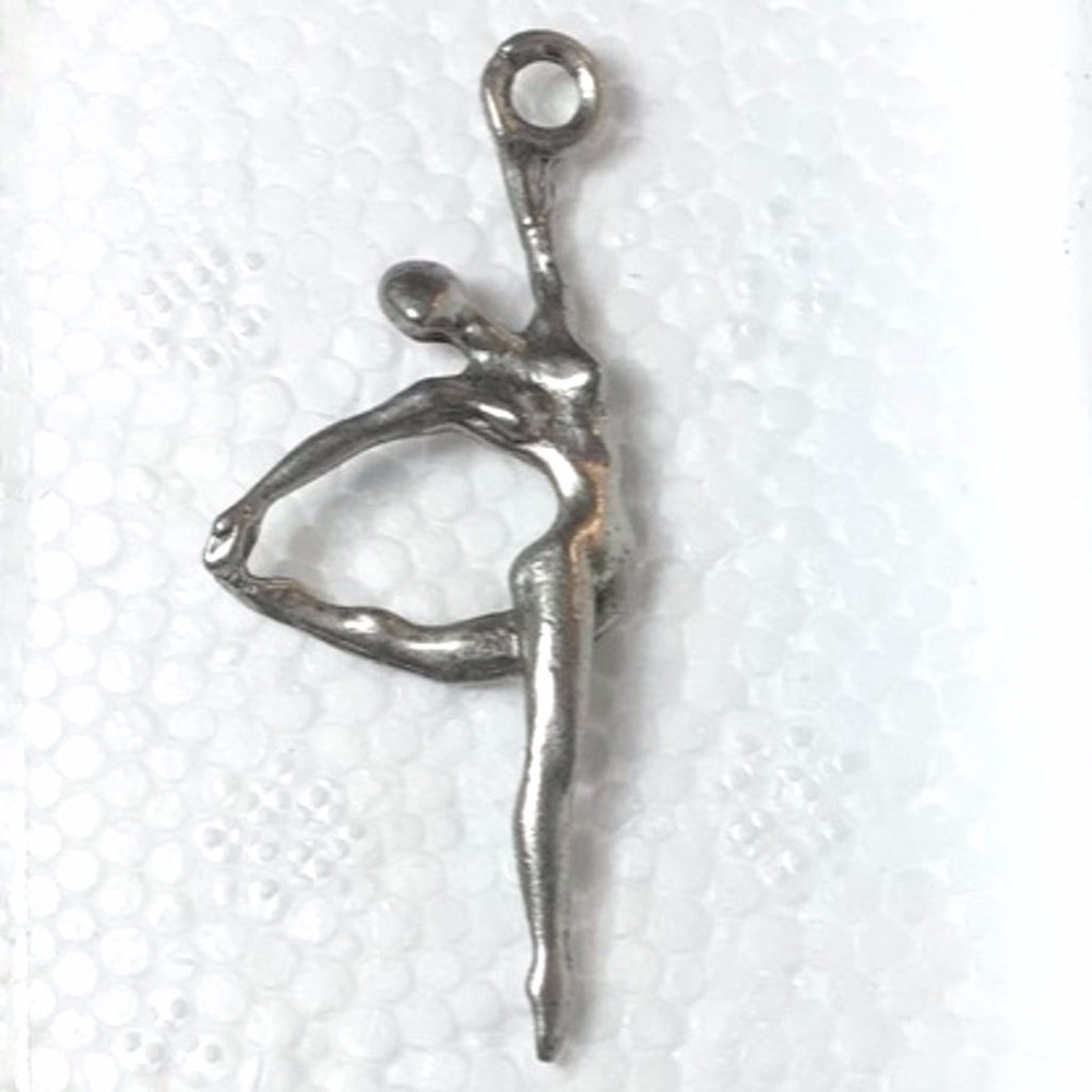 Nude Ballet Dancer Ballerina Silver Pendant Necklace
